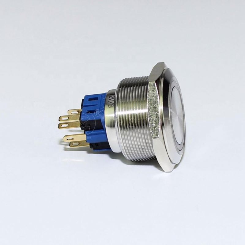 Flat Button Ring Illuminated Momentary Waterproof Metal 30MM Led Push Button Switch