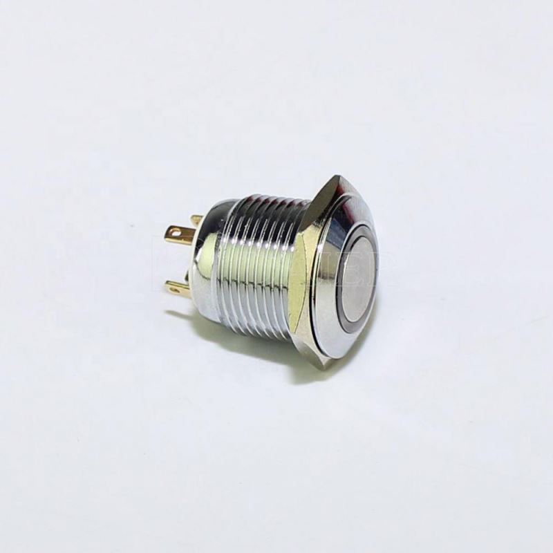 16mm 1NO Ring Lighted Waterproof Stainless Steel Button Switch