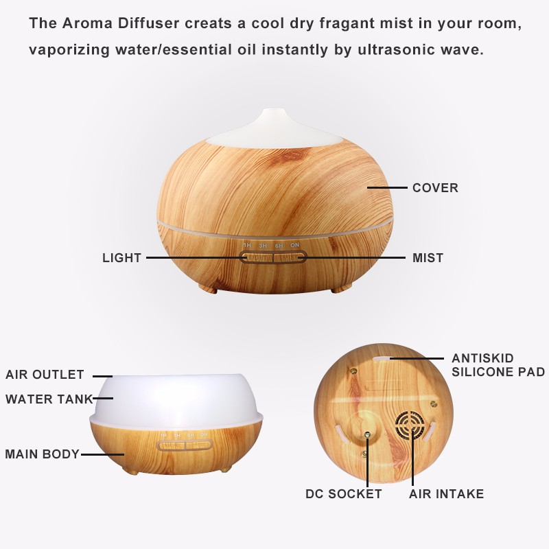 2018 new smart wooden ultrasonic aroma essential oil diffuser Aromatherapy led for home