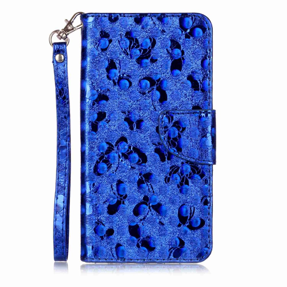 Book Wallet Laser butterfly leather flip phone case for Huawei Y6-2