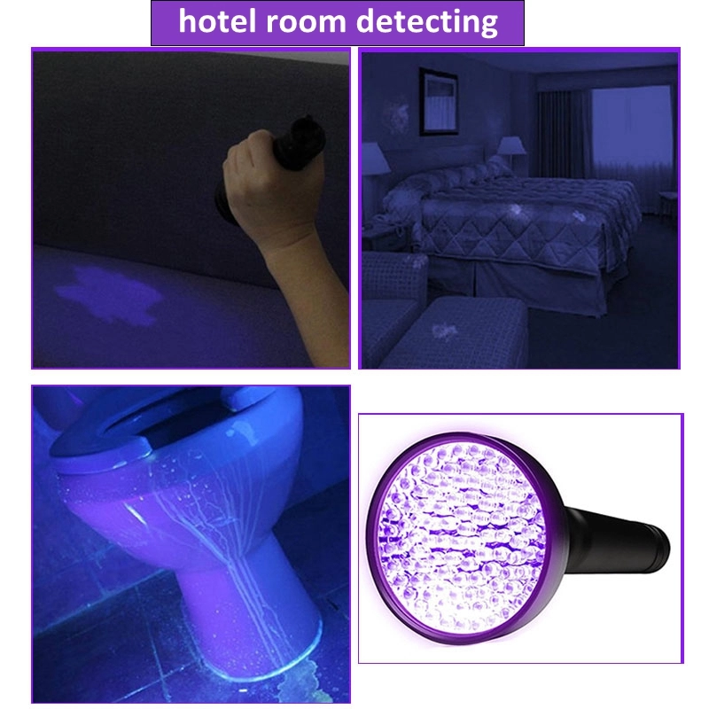 100 LED UV Flashlight 395nm LED Ultra Violet Torch UV Blacklight Flashlight 100 Detector for Dog Urine Hotel Rooms Pet Stains