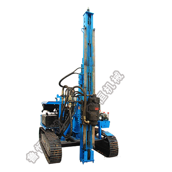 Solar pile driver for tractor ramming machine