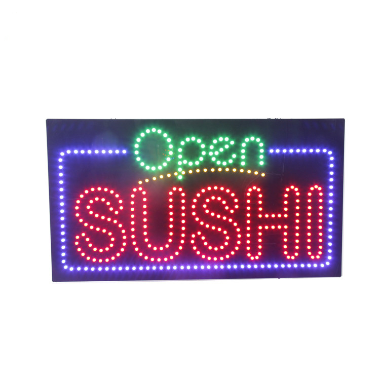 Hidly 12x24 Inches LED Open Sign, Sushi Lighted Bright Electric Advertising Display Board for Sushi Shop
