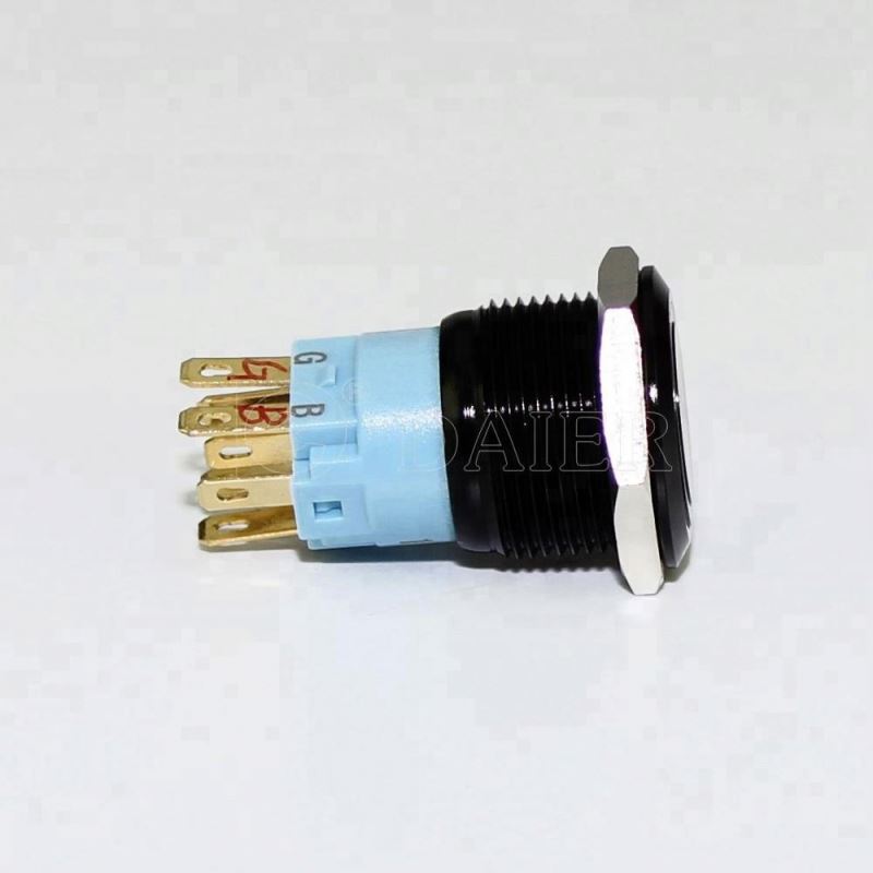 19MM Flat Button Ring Illuminate Momentary Or Latching Waterproof IP67 Metal Push Button Switch
