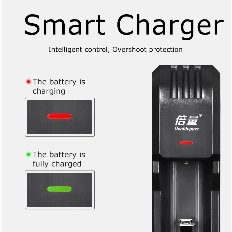 Doublepow UK03 Single 3.7V 10440 14500 16340 18650 26650 Lithium Battery Cell USB Intelligent Fast Charger