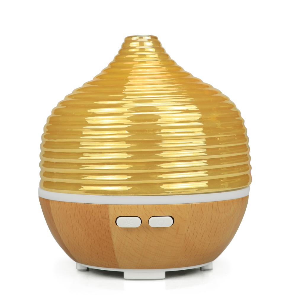 Glass Real Wood made Aroma Diffuser Patent 2019 Cool Mist Water Essential Oil Diffusers Humidifiers for Lighting Table