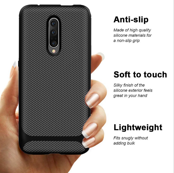 Carbon Fiber Back Cover For Xiaomi CC9 Black TPU Phone Case