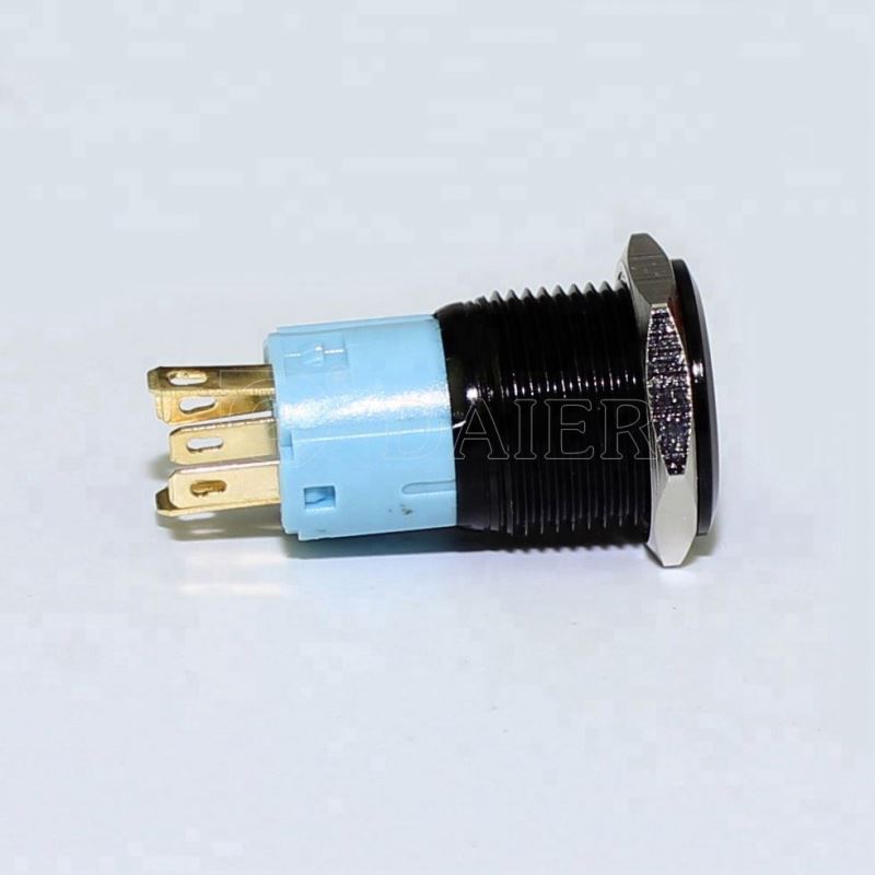 16MM Flat Button Ring Illuminate Momentary Or Latching Waterproof Metal Panel Mount Switches