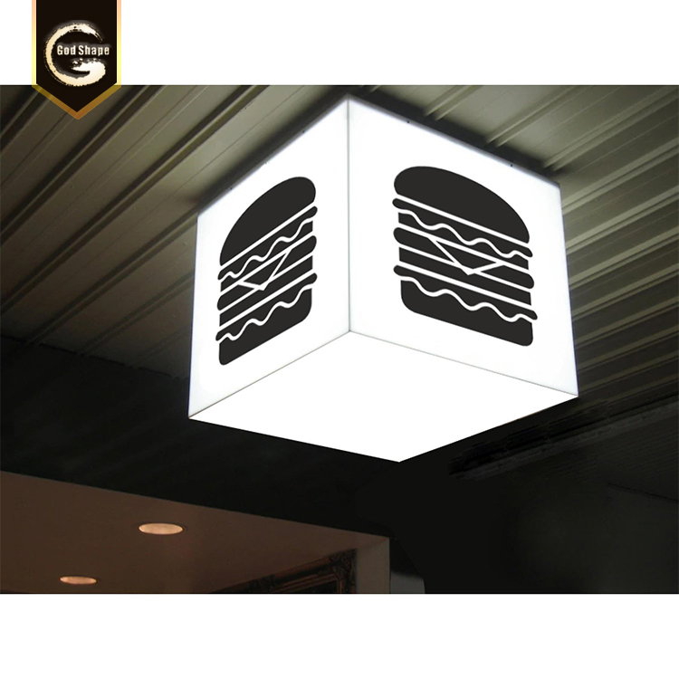 Acrylic LED square cube  lightbox ceiling mounted light box