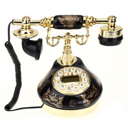 Antique Style Resin Telephone Phone Floral Printing Living Room Decor