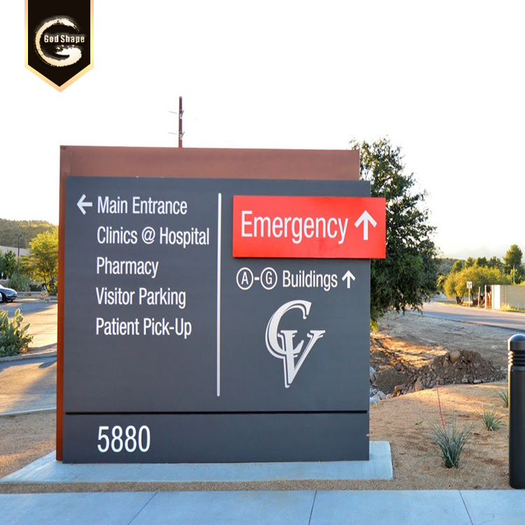 outdoor square large wayfinding signage aluminum pylon sign for parking