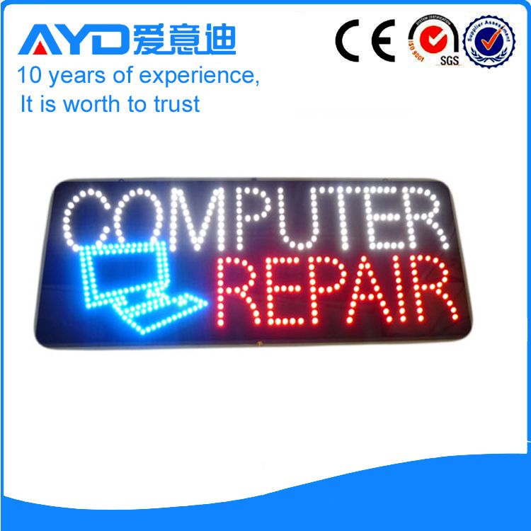 13X32 Large LED Window Open Sign - Computer Repair - Extra Bright, Can be seen Through Tinted Windows, On/Off/Flashing Mode