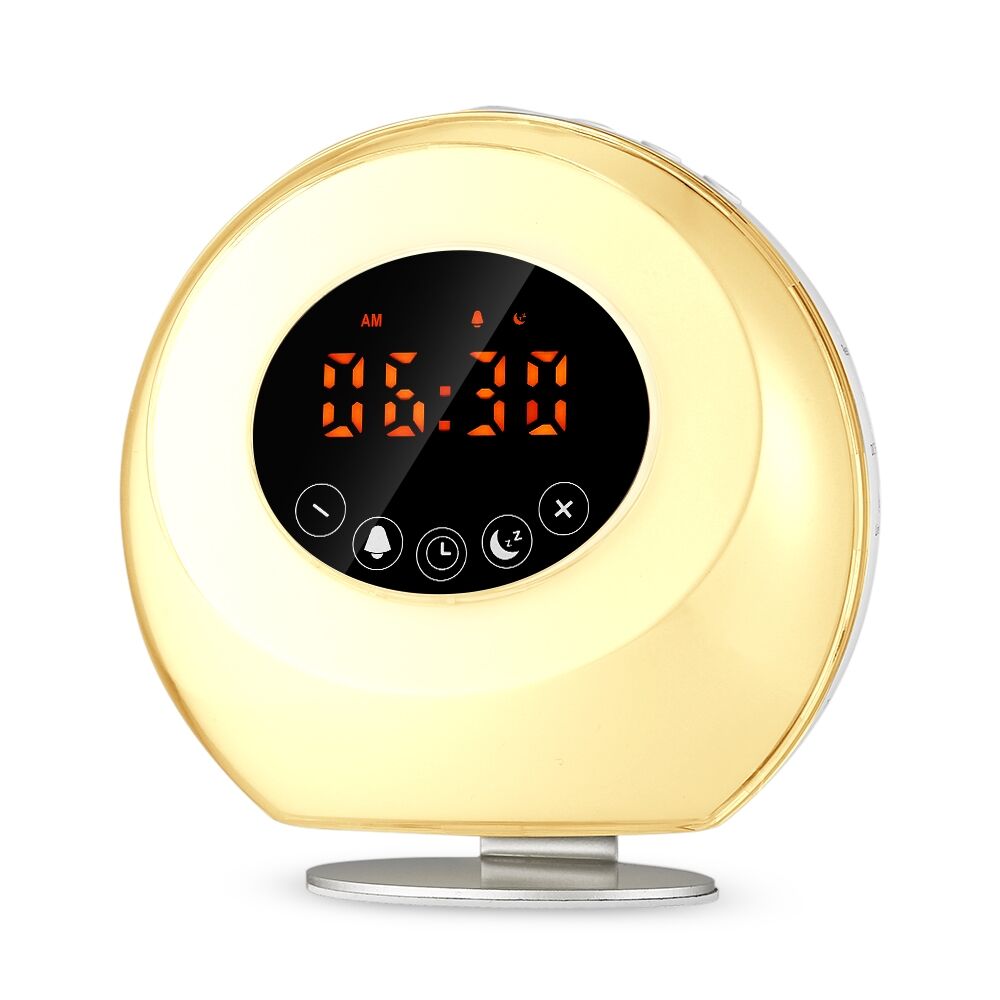 2019 NEW and Popular  LED  Wake up light  alarm clock  music play clock for desktop  with  AM/FM amazon best  seller