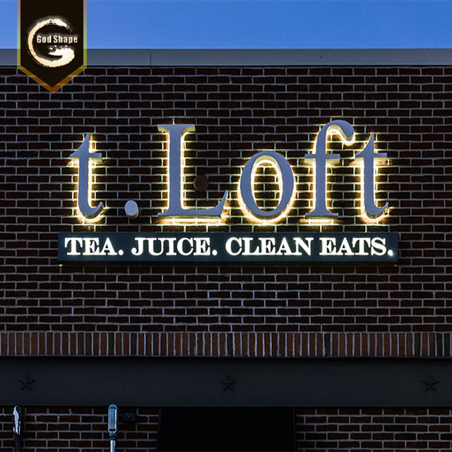 High quality metal building sign outlet channel letters sign back lighted shop logo sign