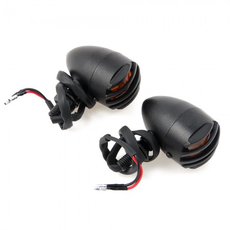 Black Motorcycle Turn Signal Mini Bullet Blinker Amber Indicator Lights