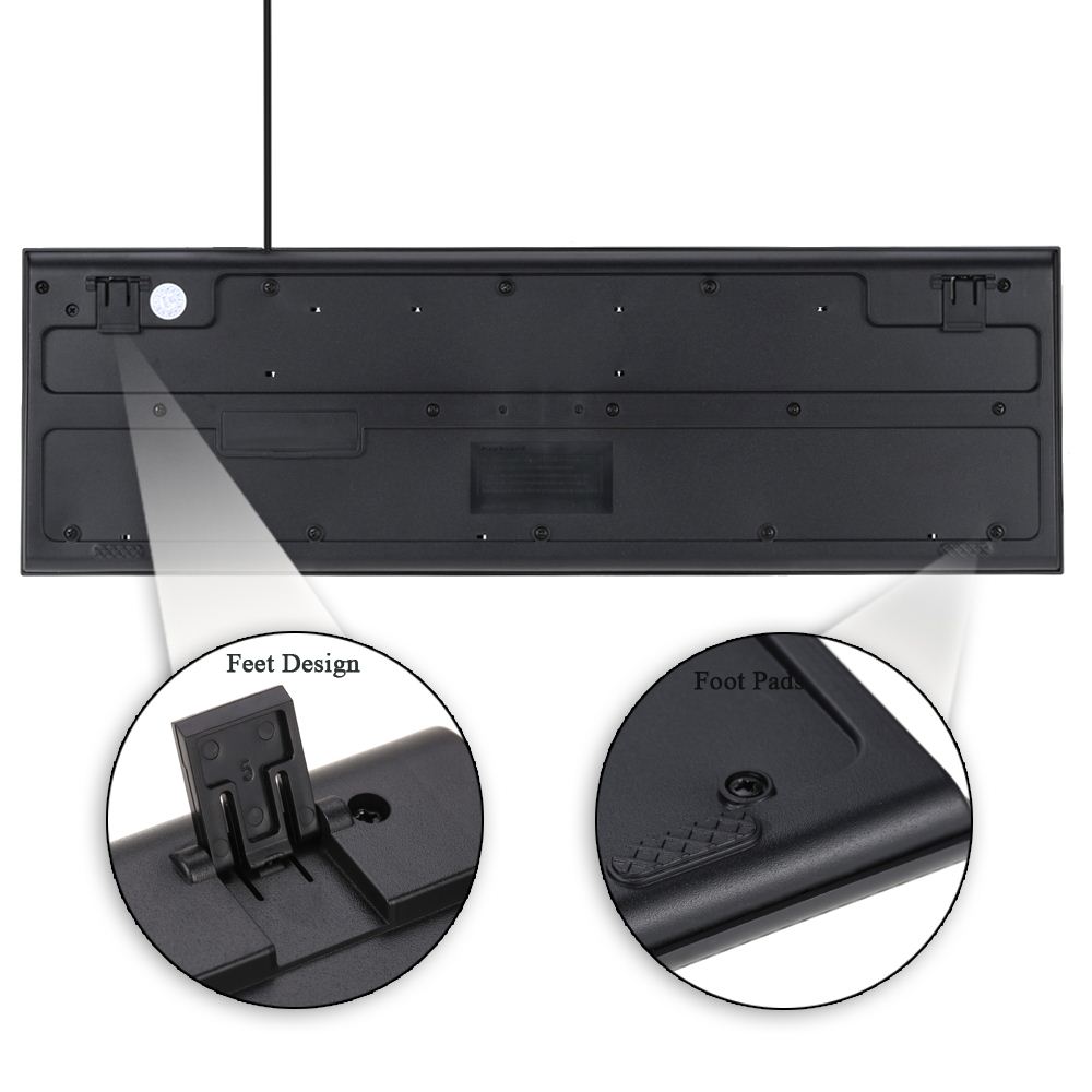 USB Wired 104 Key Ergonomic PC Desktop Computer Gaming Business Keyboard for Microsoft Office Working