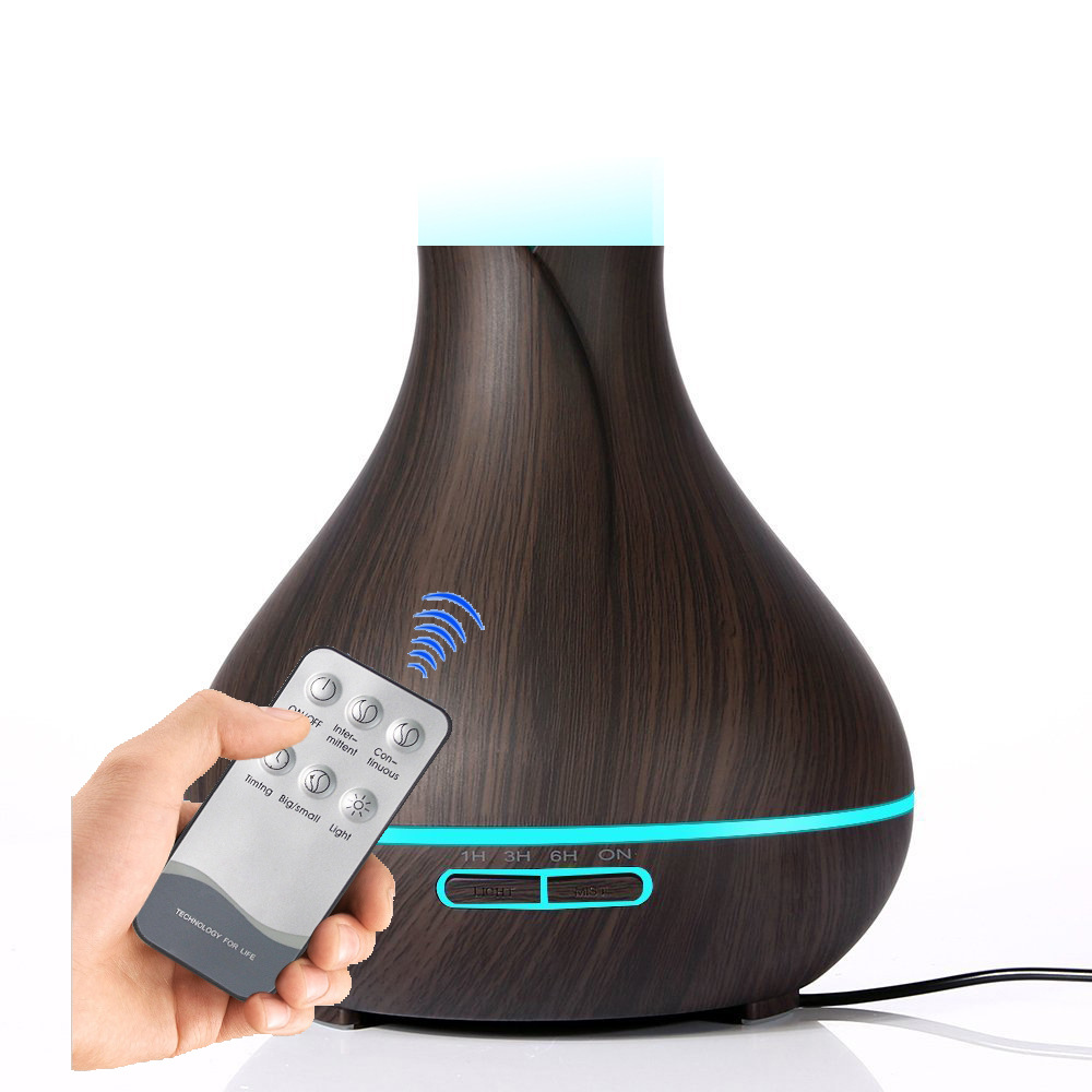 Aromatherapy Essential Oil Diffuser, 7 Color Changing LED Night Light, 200ml Cool Mist Ultrasonic Humidifier, Wood Grain