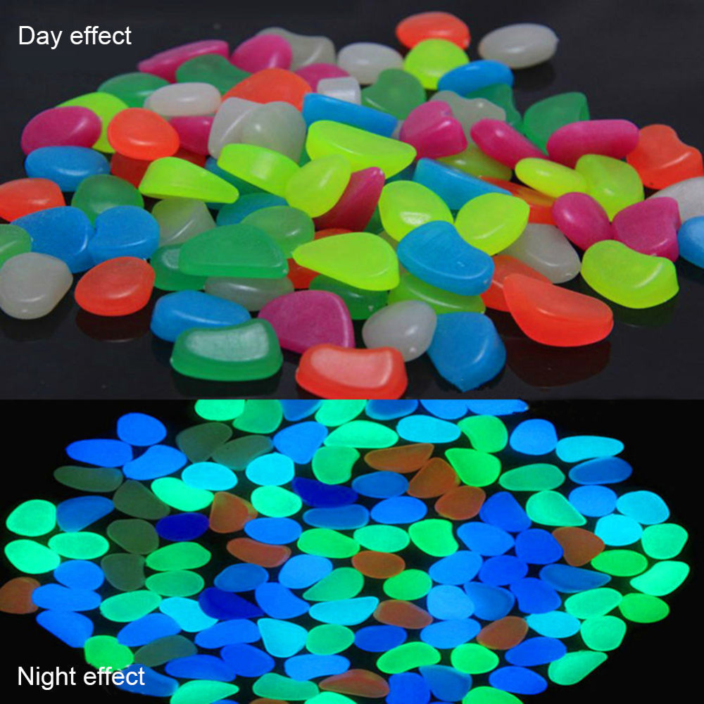 Luminous Pebbles Glow in the Dark Stones Colorful Home Garden Rocks For Walkways Ornaments Fish Tank DIY Decor 10/20/50/100Pcs