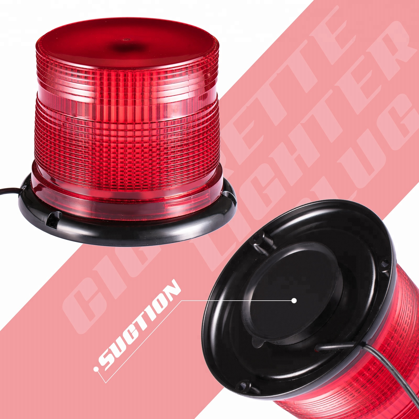 60W Red LED Rotating Warning Beacon Light