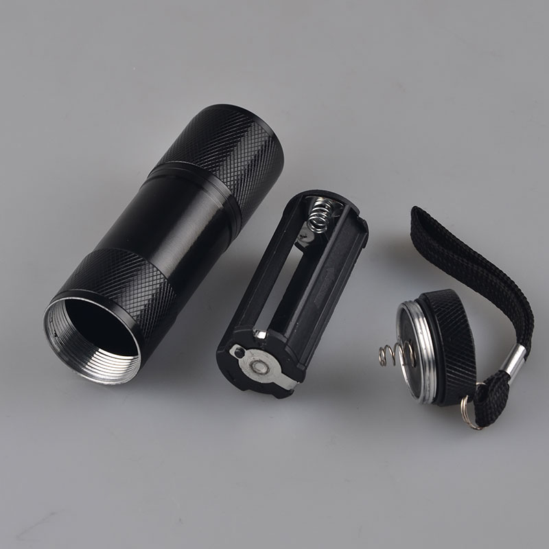 365nm 380nm 395nm  9 LED UV Flashlight LED Aluminum Mini Ultra Violet LED UV Torch Light