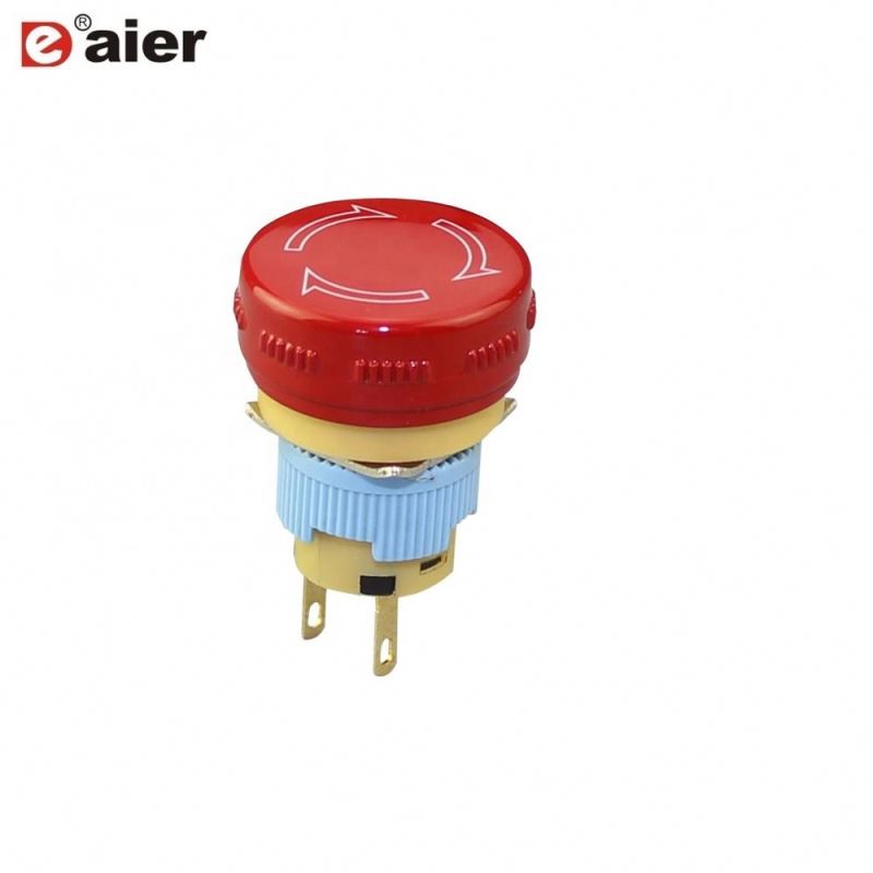 IP67 SPST  Push ON 4 Pin 16mm Emergency Stop Push Button Switch