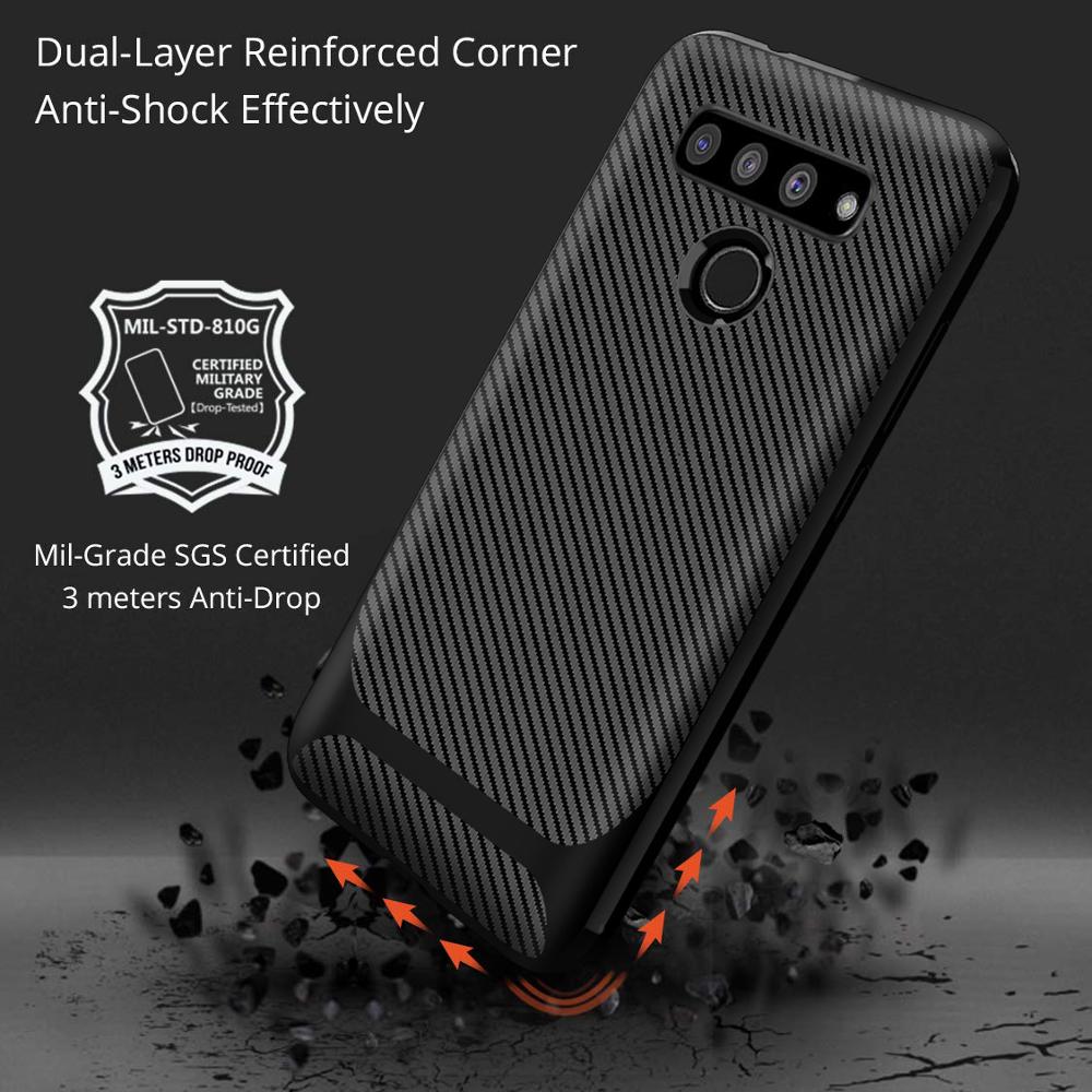 Carbon Fiber Silicon Back Cover For Huawei Y7 2019 Phone Case