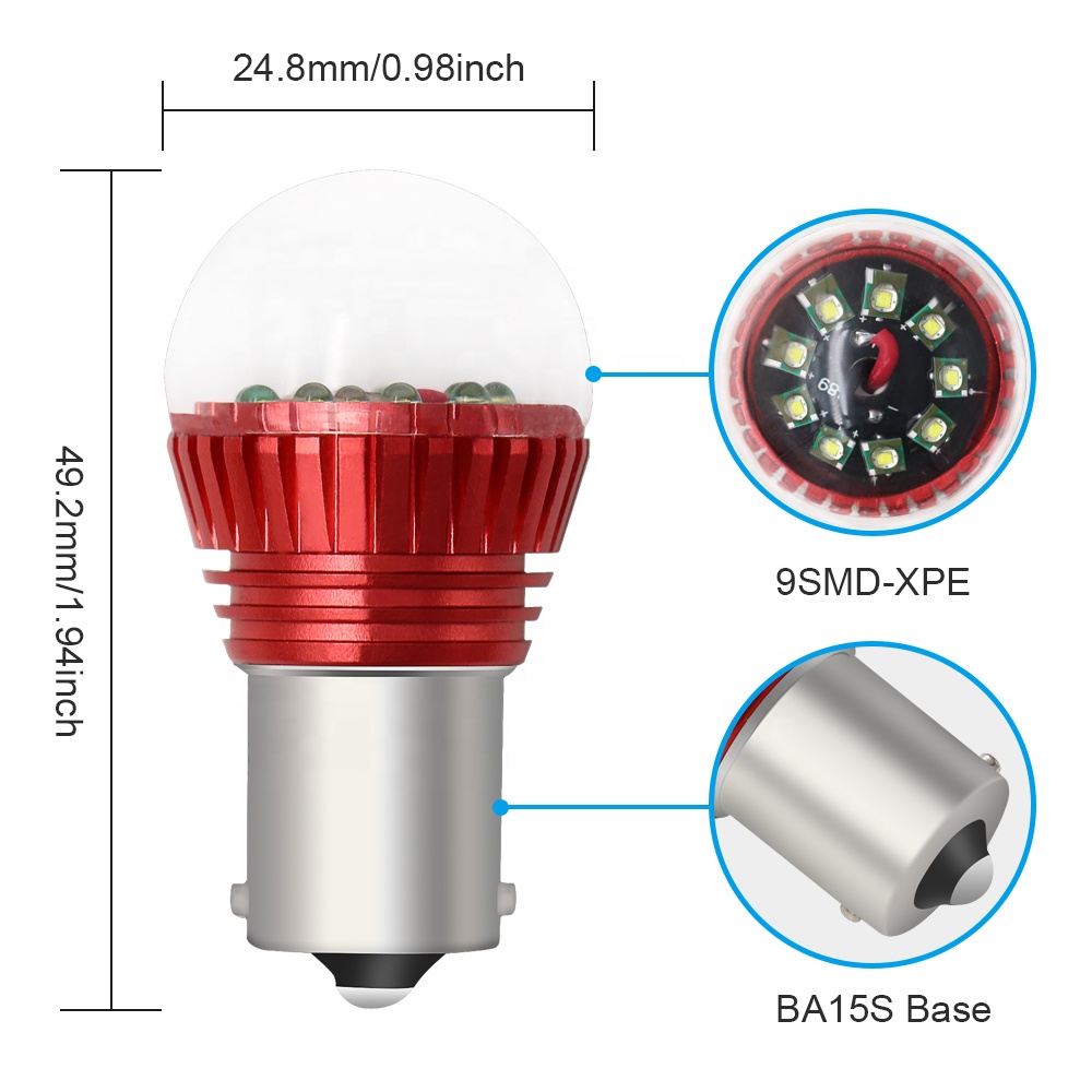 Turn Signal Motorcycle Ba15S-9Pcs Xpe 12Vdc Stop Light