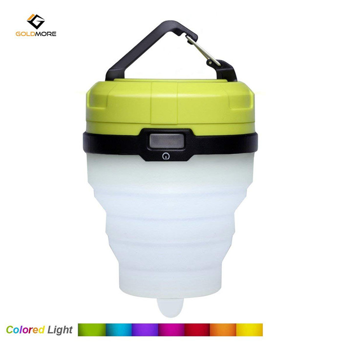 Goldmore ABS+Silicone Waterproof Multicolor Changing Mini Camping Lantern 3*AAA Operated Portable Tent Lights for Camping