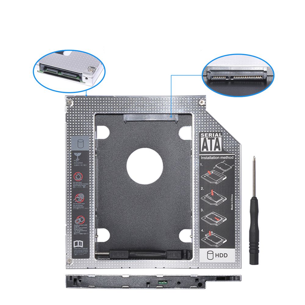 Aluminum Optibay 2nd Second hdd Caddy 9.5mm SATA 3.0 For 2.5 SSD DVD CD-ROM Enclosure Adapter Hard Disk Drive Cases