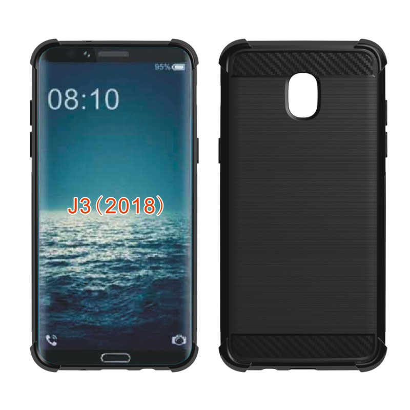 Carbon Fiber Cover soft Tpu case For Samsung Galaxy J3 2018