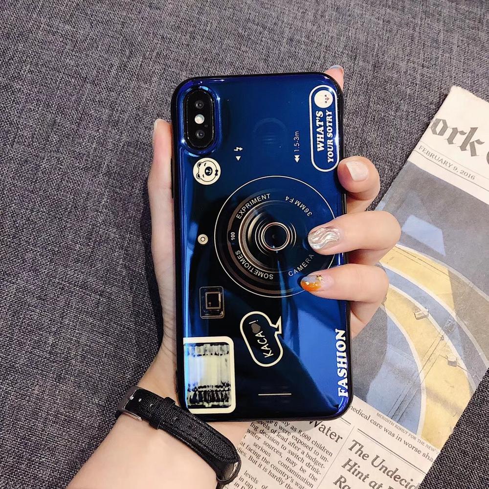 Stylish  IMD TPU Cell Phone Case with Holder for Huawei Mate 8 , Camera Design Phone Cover for Huawei P20 Lite Case