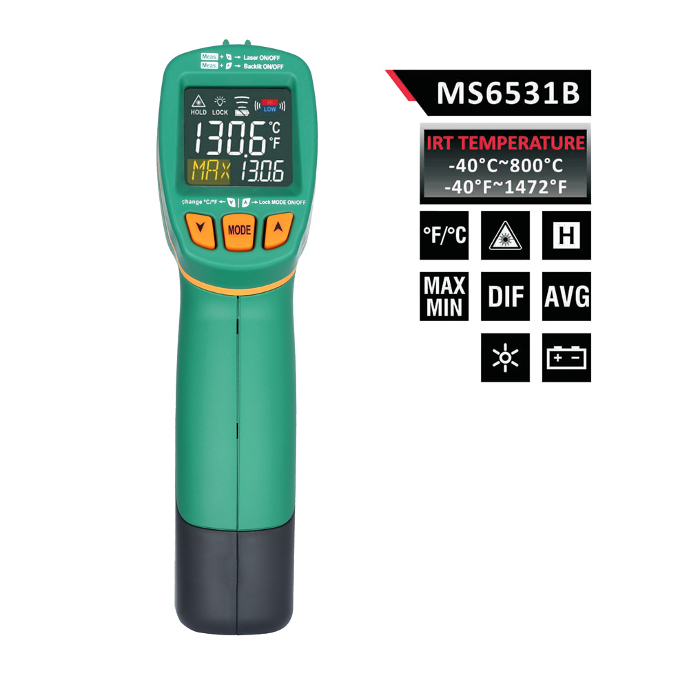 LCD Color Display Digital IR Infrared Thermometer Handheld Non-Contact Laser Temperature Tester Pyrometer Diagnostic-tool-40~800