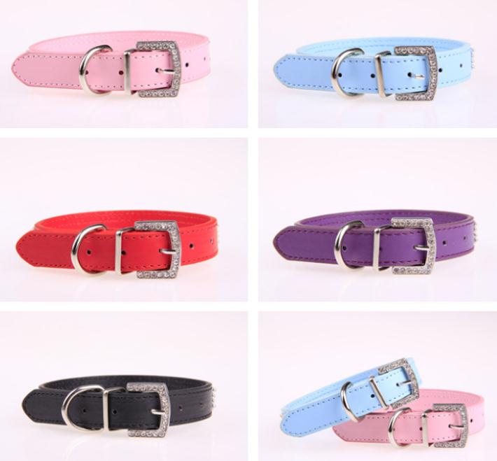 Full Rhinestone Bling PU Leather Diamante Pet Dog Cat Collars