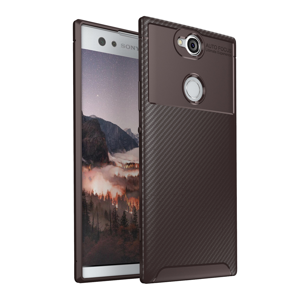 Carbon Fiber 360 Protective phone case For Sony Xperia XA2 plus TPU Silicone back cover case