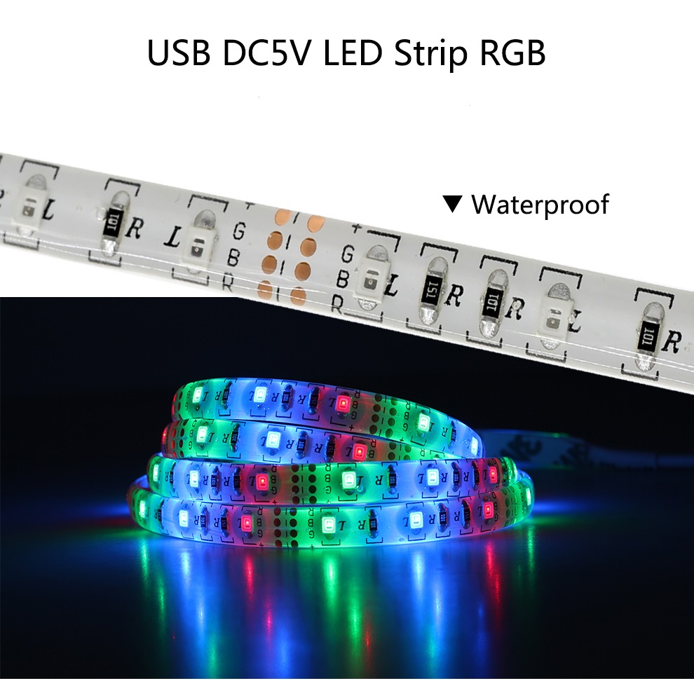 5v smd 5050 usb controlled led strip light for tv backlight 60leds/m rgb 5v power bank usb led strip
