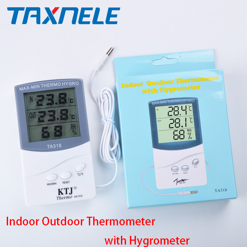 TA318 Digital Hygrometer Digital Display Hygrometer Temperature Humidity Meter Mini with Probe Thermometer