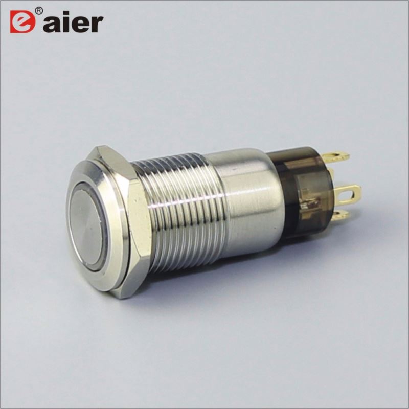 Flat Button illuminated 12mm anti vandal push button switch