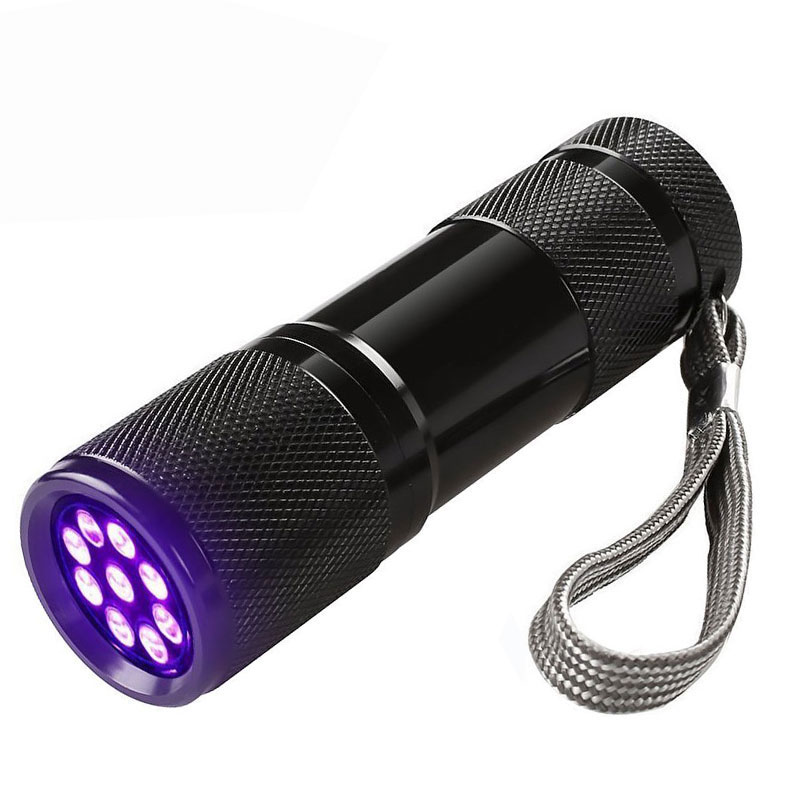 Aluminum Scorpion Blacklight LED Purple Light UV Pet urine detector 365nm 395nm 9 LED UV Torch