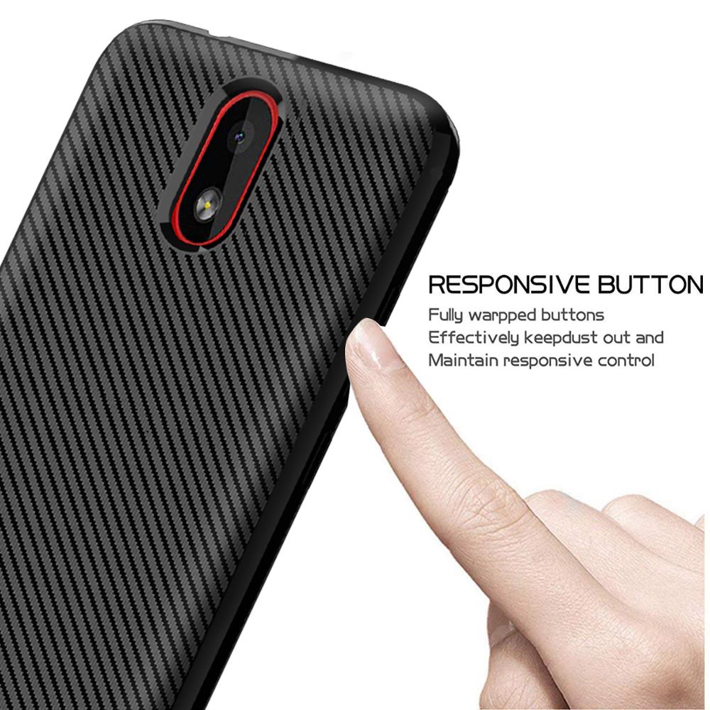 Carbon Fiber Silicon Back Cover For Nokia 1 Plus Phone Case
