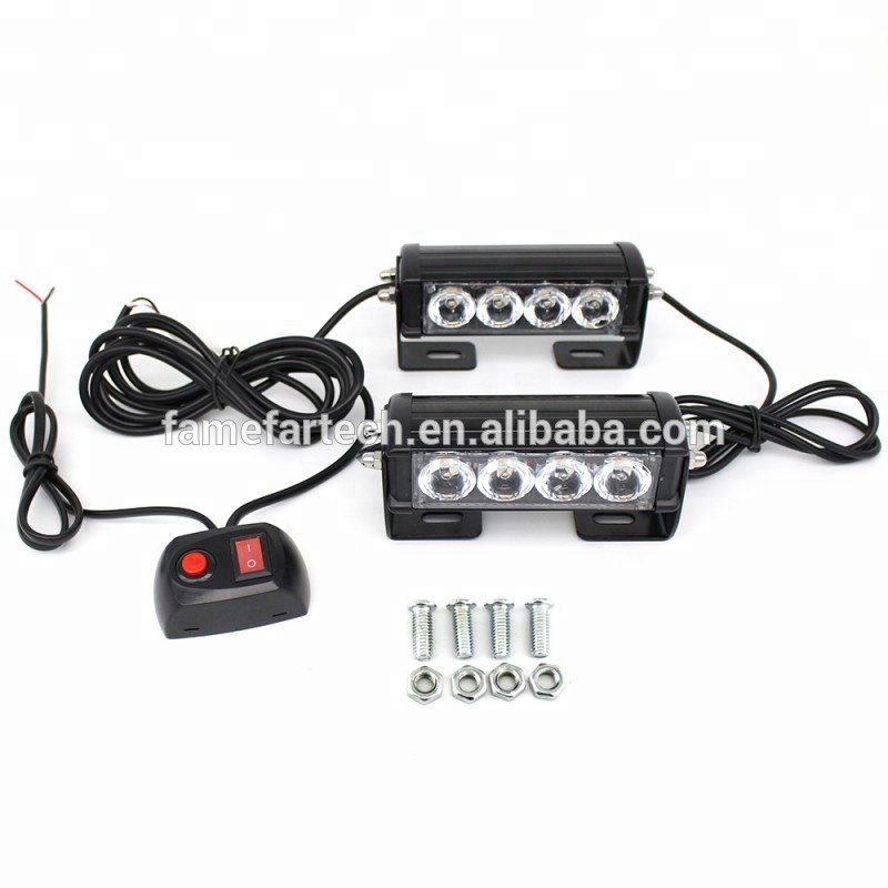 DC12V&DC24V RED BLUE WHITE AMBER 2x4led emergency car led strobe light bar auto grille flash warning lamp