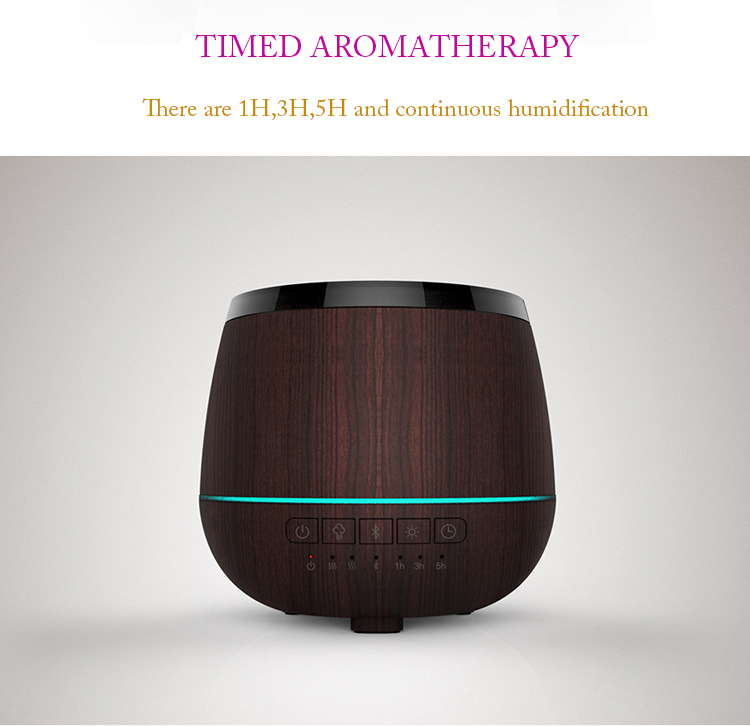 Essential Oil Diffuser and Humidifier with Bluetooth Speaker Wood Grain - Electric Cool Mist Aromatherapy for Office/Home