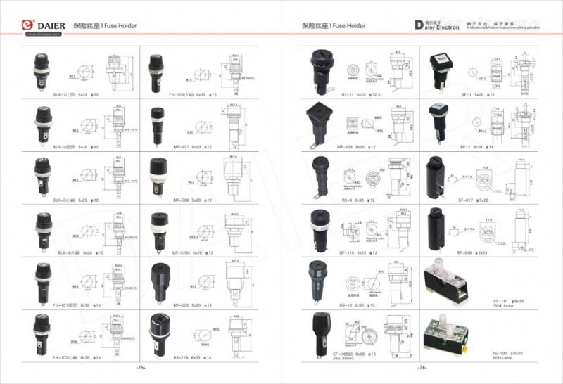 Black 10A 250VAC PCB Terminal 5x20 BLX-A Fuse Holder Fuse Block