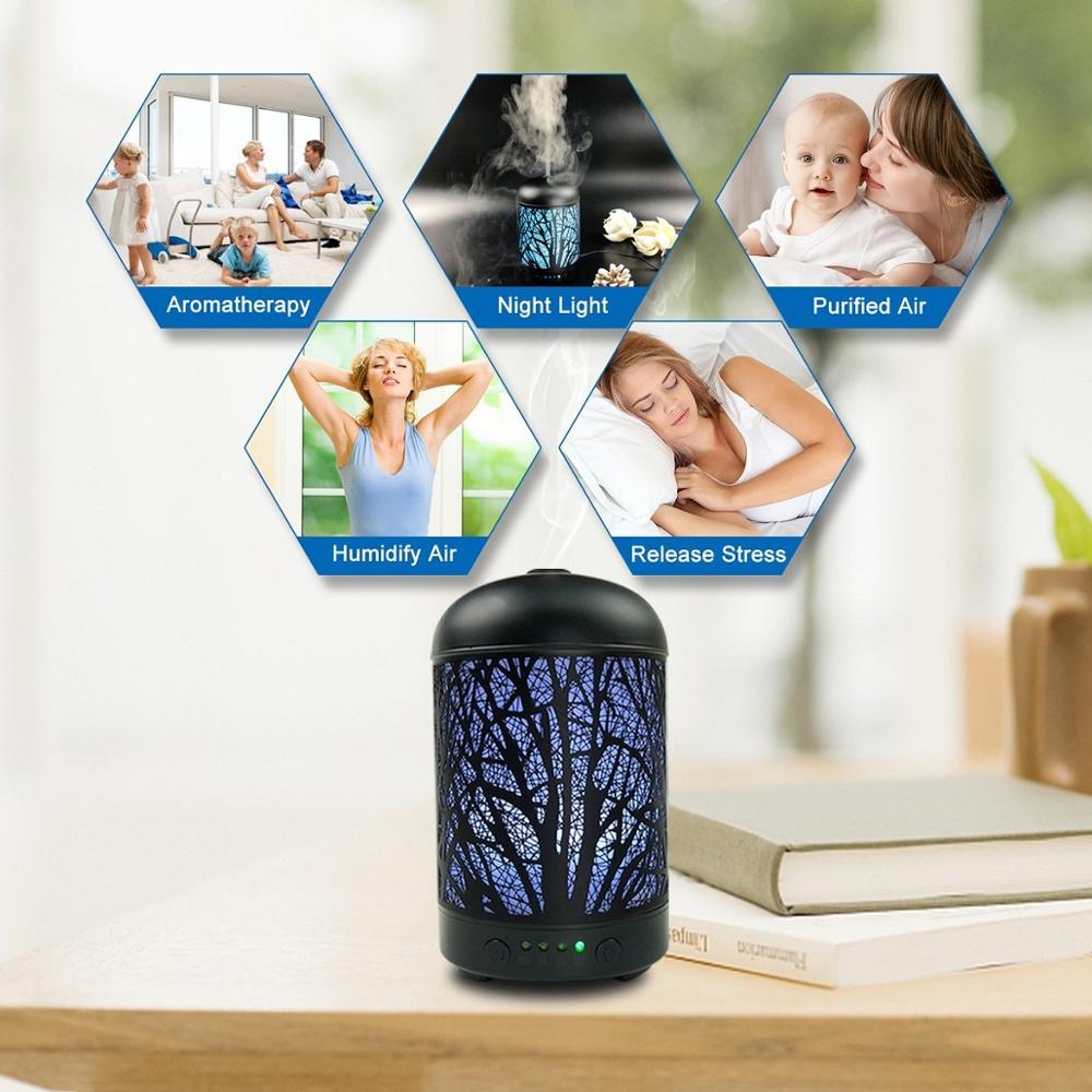 Auto Shut-off & Changeable Led Light 100ml Commercial Metal Aroma Essential Oil Diffuser for Home