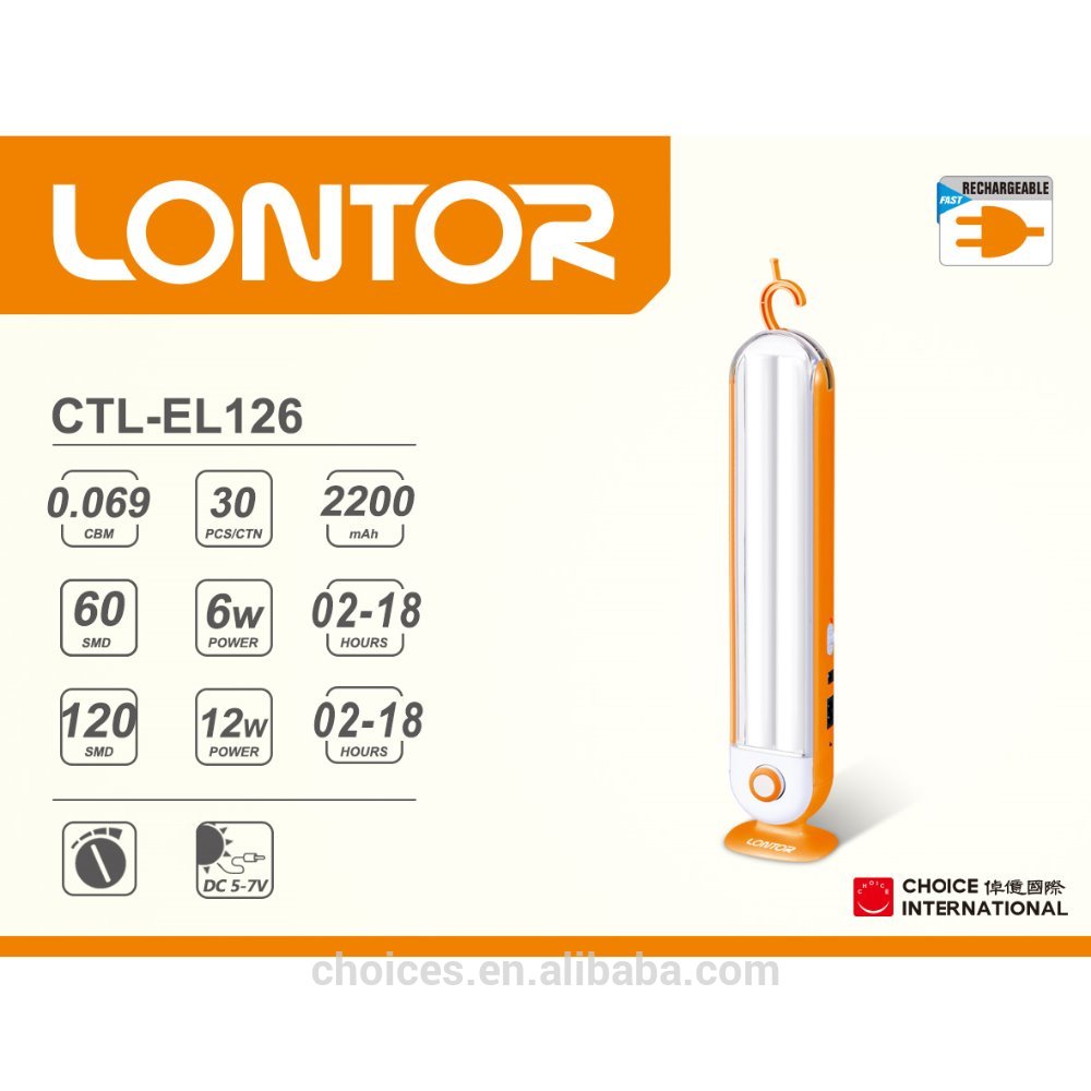 LONTOR brand hot sale rechargeable LED emergency light     CTL-EL126