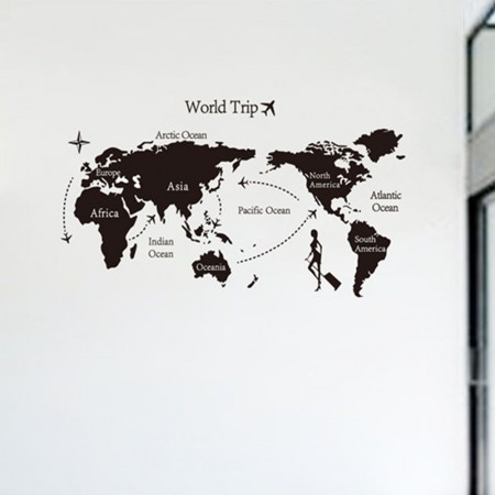 Global World Map Trip Wall Art Decal Wall Sticker