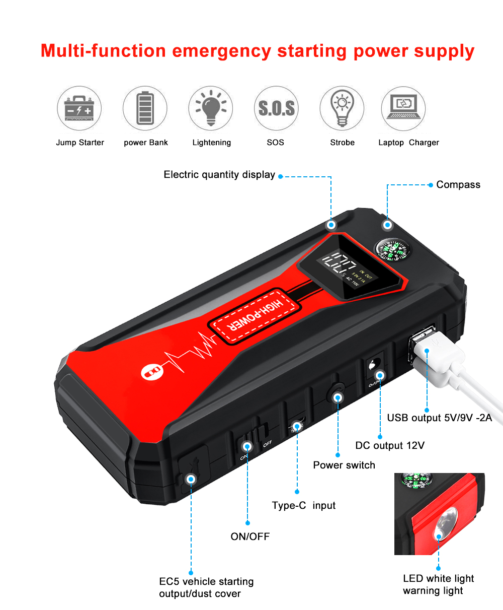 Jump Start Kit Portable Power Bank for Start The Car jumpstarter car jump starter