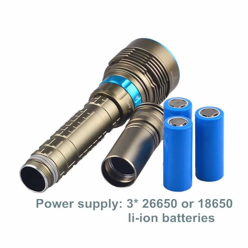 aluminum 100m IP68 7000lm L2 led deep sea diving flashlight rechargeable waterproof for diving