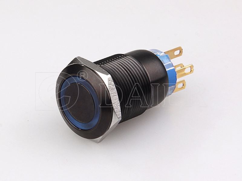 19mm Flat elevator parts push button switch with lamp 24v