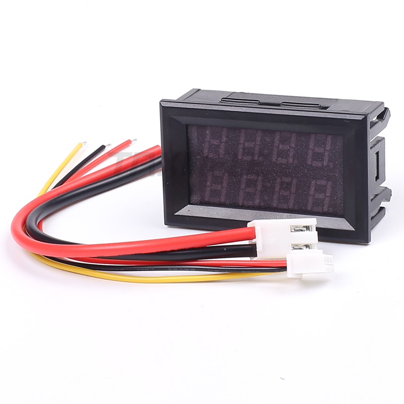 4 Bit Digital Voltmeter Ammeter DC 200V 10A Red Blue LED Dual Display Voltage Amp Panel Meter 12v 24v Car Current Monitor Tester