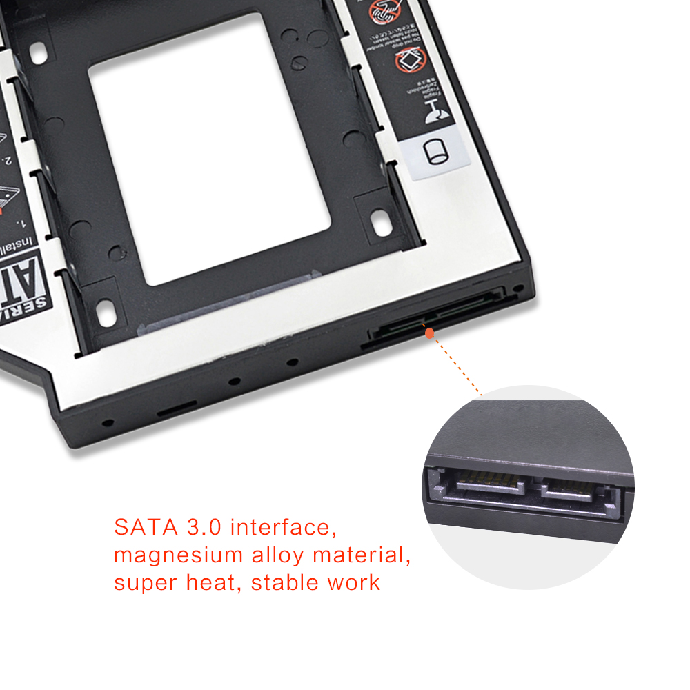 12.7mm Laptop 2nd Sata To Sata HDD Frame Caddy Adapter Bay for Dell for HP CD/DVD-ROM Optical Hard Drive